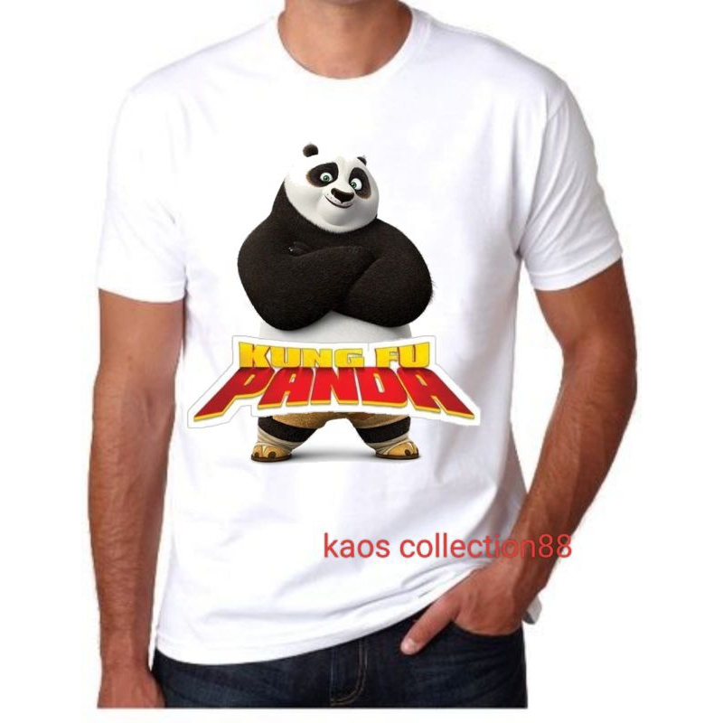 Kaos Distro Murah Lengan Pendek Gambar Hewan Panda / Kung-Fu Panda / Panda Dan Tulisan Kung-Fu Panda