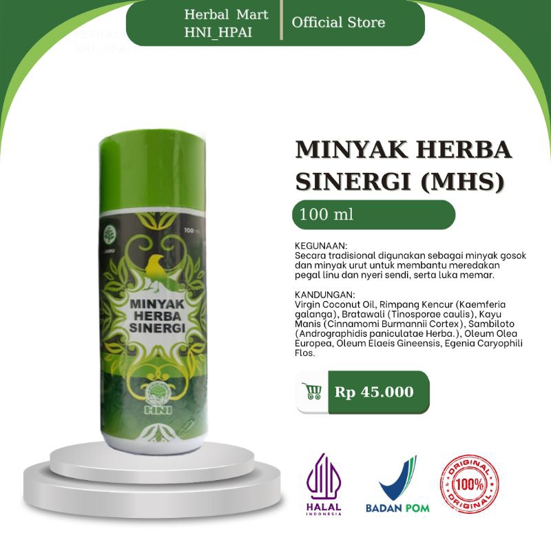 Herbal Mart _ HNI.HPAI (100% Produk Original) Minyak Herba Sinergi MHS HNI_HPAI 100 ml/Minyak Butbut HNI HPAI/Minyak Ajaib Serbaguna