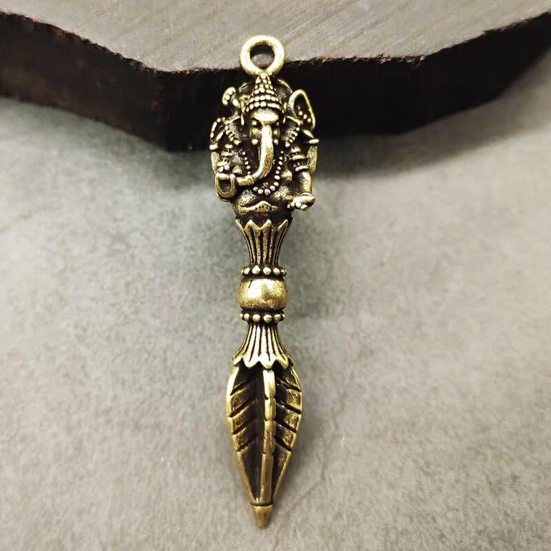 Kalung Liontin Vajra Ganesha Kuningan Pria Wanita