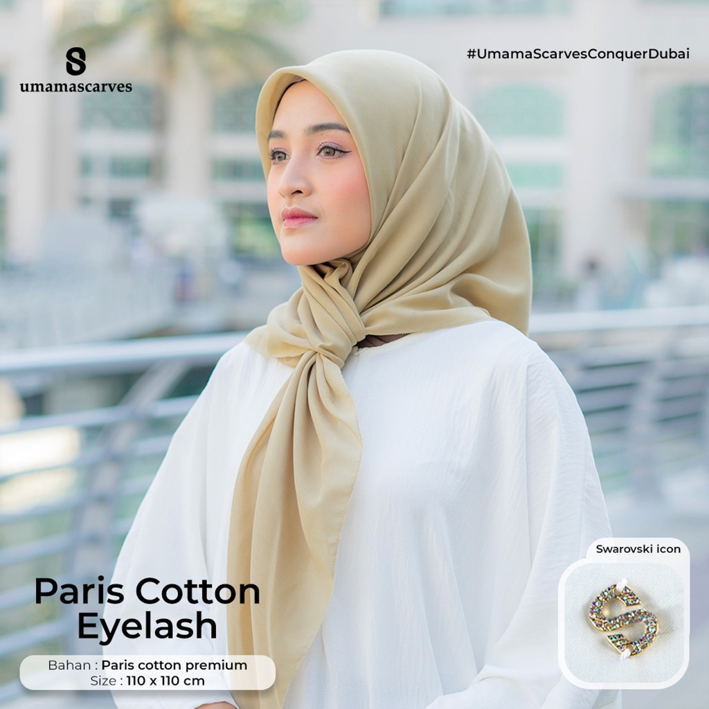 Kerudung UmamaScarves Paris Cotton Eyelash Lasercut Metal Logo S 110x110 Jilbab Paris Cotton Umama