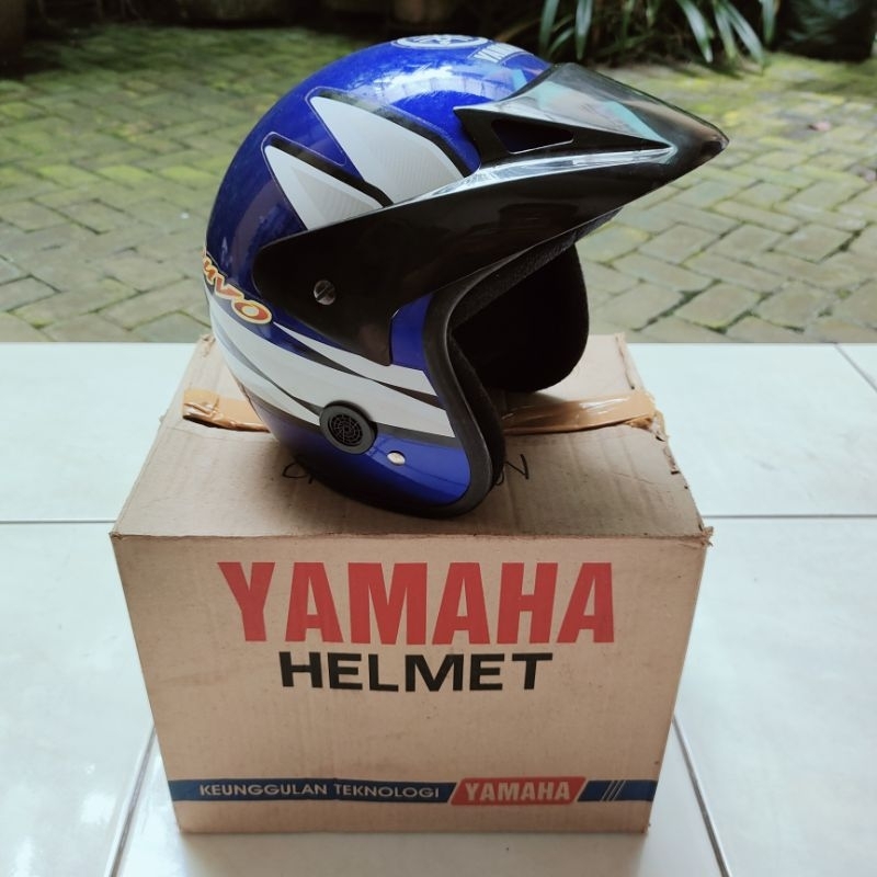 Helm Yamaha Vintage Nouvo Biru Ori (NOS, GENUINE, BARU) Helmet Retro Kuno Jadul Blue YGP Yamaha Genu