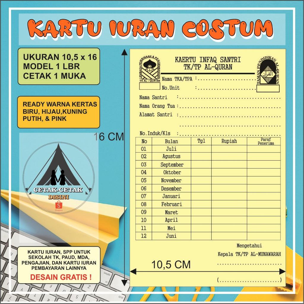 

Kartu Iuran/SPP/Infaq/Angsuran/Arisan/Custom/Murah