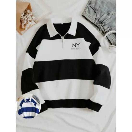 SWEATER HALFZIP NEW YORK SWEATER KOMBINASI SWEATER KERAH SWEATER NY