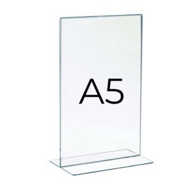 

Akrilik Tempat Brosur A5 / Acrylic Tent Card Holder Stand 2 sisi A5 Type T
