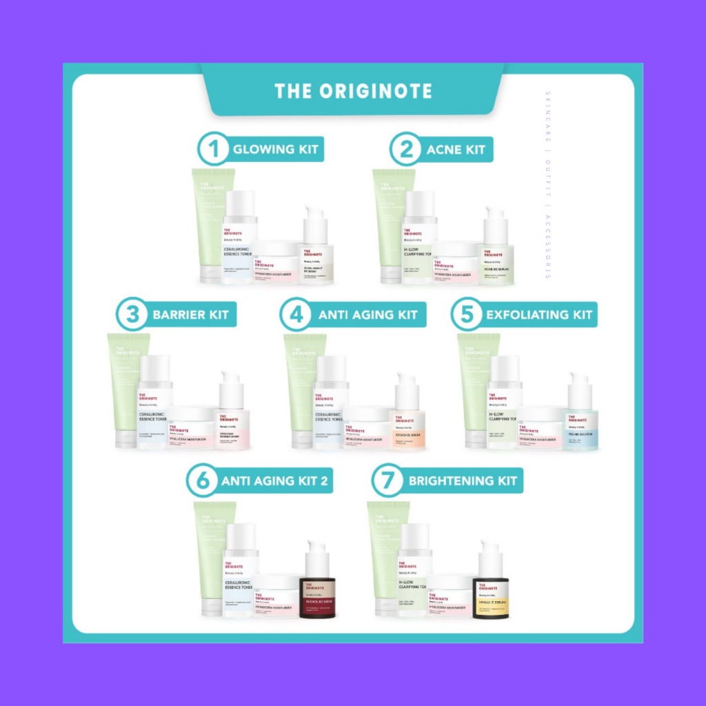 SPECIAL BUNDLE 4in1 The Originote Paket Skincare Facial Wash Toner Serum Moisturizer - ACNE KIT, GLO