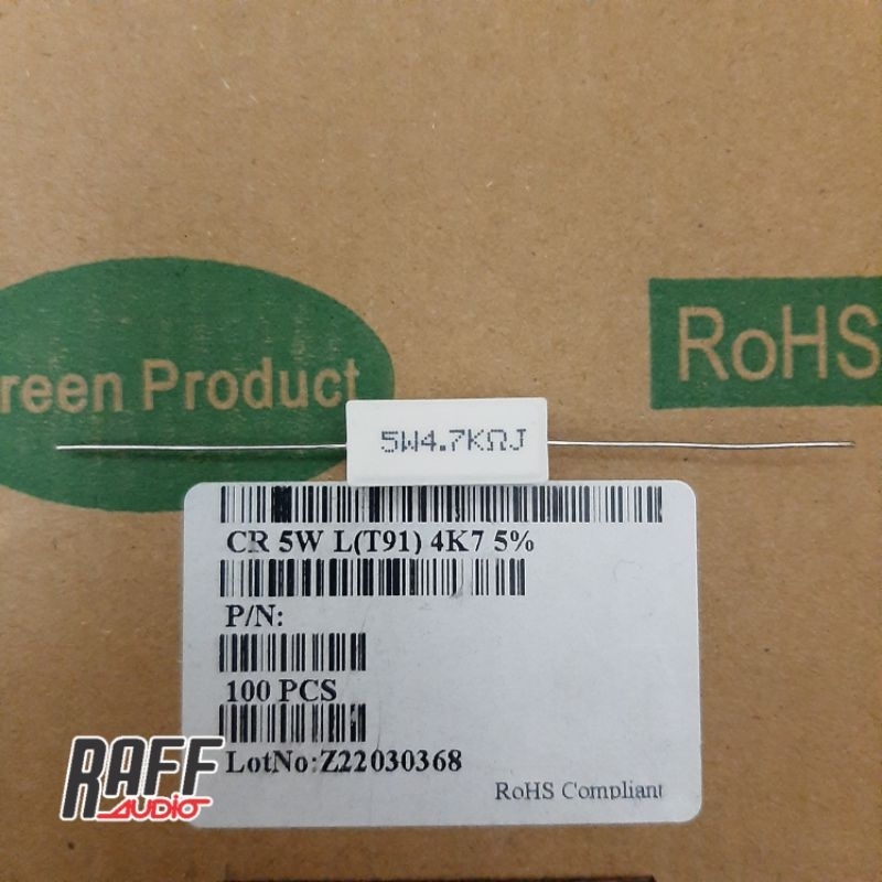 Resistor Kapur 4K7 4.7 Kilo Ohm 5 watt Taiwan
