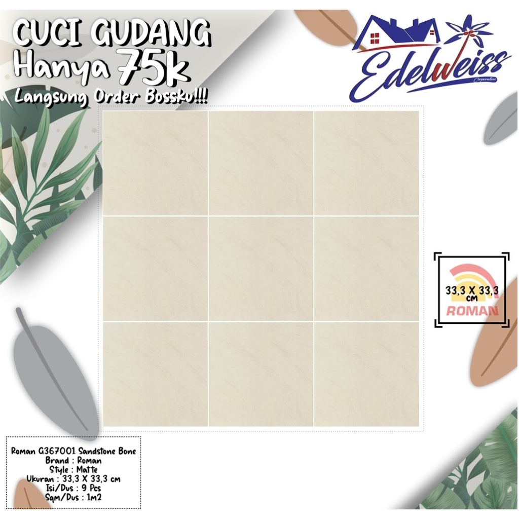 TERBAIK ROMAN KERAMIK 33,3 X 33,3 G367001 SANDSTONE BONE