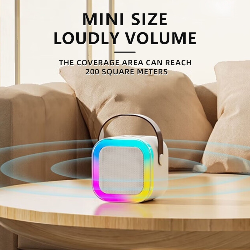 Speaker Bluetooth Karaoke Wireless Microphone 2pcs/Set High End Karaoke Speaker RGB Light Speaker Bluetooth Bass Dapat Terhubung ke HP/TV/Komputer Bluetooth Speaker-2