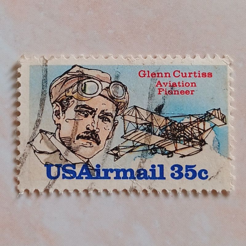 

(AE) Perangko Amerika Serikat 1980 Aviation Pioneers - Glenn Curtiss (1878-1930), Aircraft Designer 35 c Used