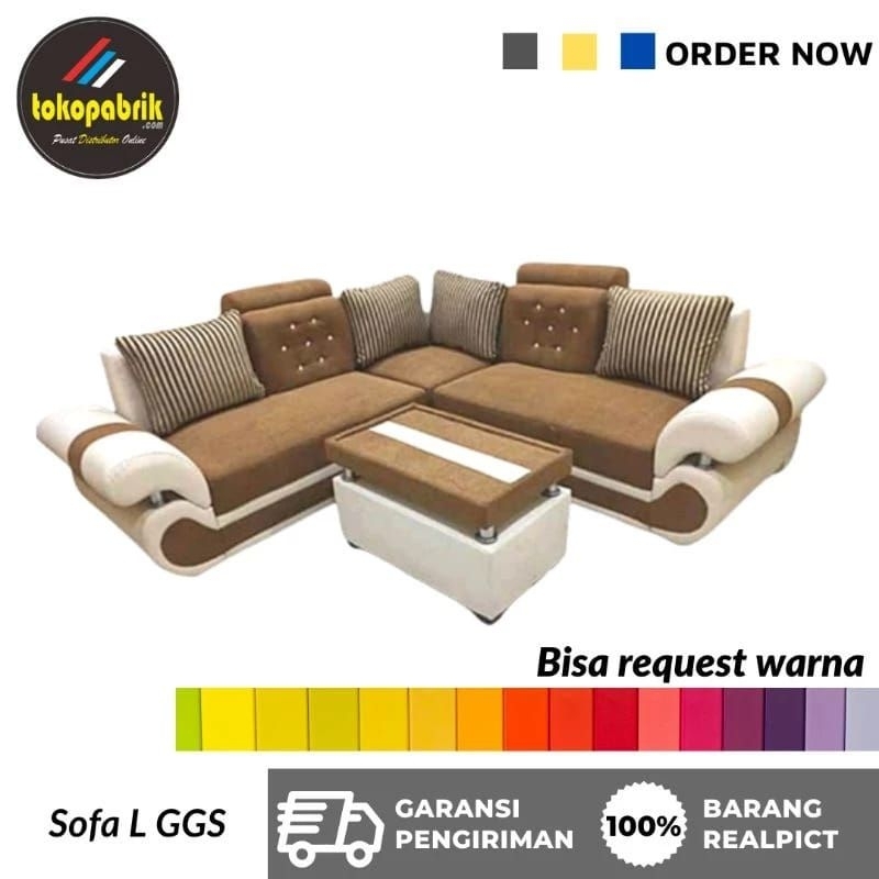 Sofa L GGS / Sofa Bandung murah / Sofa minimalis bahan kulit / Sofa Tamu Murah / Sofa L murah Bandun