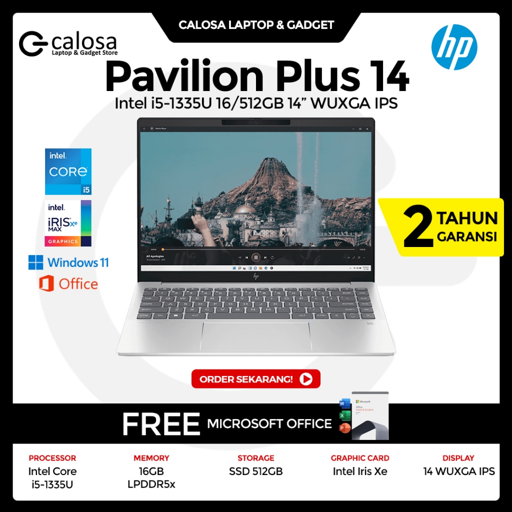 HP Pavilion Plus 14 ew0020TU Intel i5-1355U RAM 16GB SSD 512GB Iris Xe 14" WUXGA IPS Windows 11 OHS 