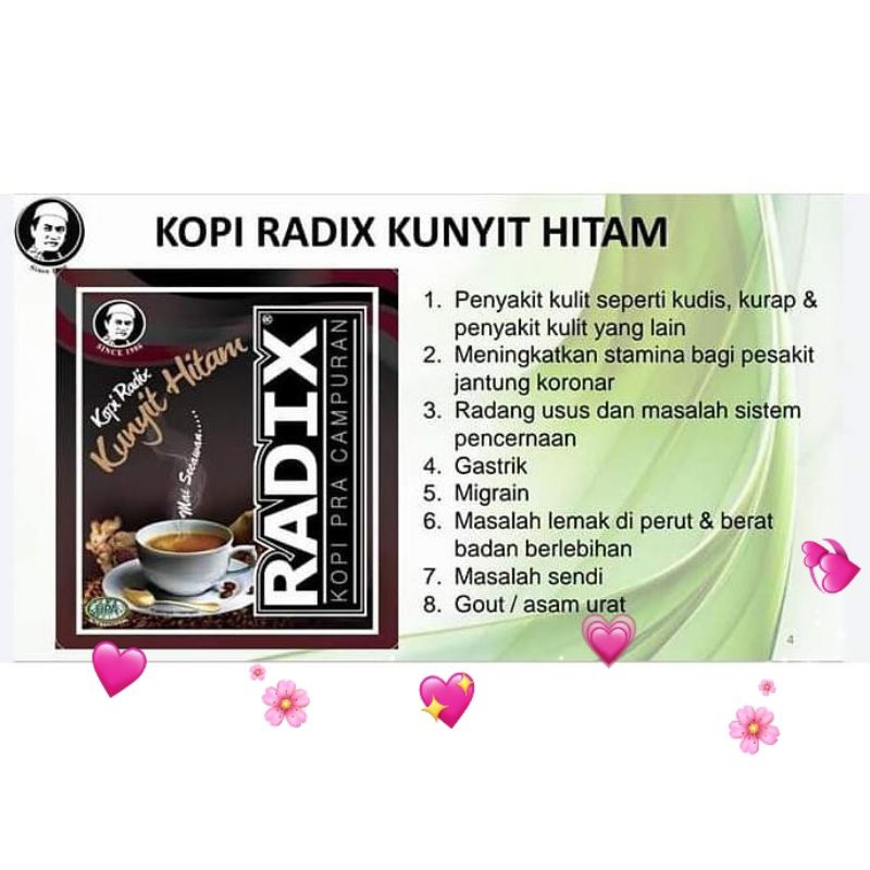 

Kopi Radix kunyit hitam pak haji isi 20 sachet