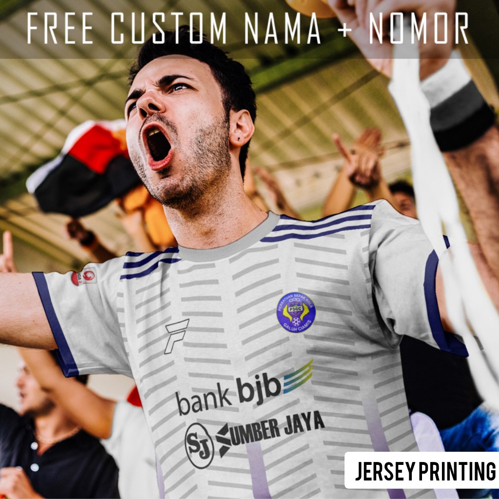 Kaos Bola Jersey PSGC Ciamis Klub Strip Garis Baju Custom Nama dan Nomor Punggung - 301