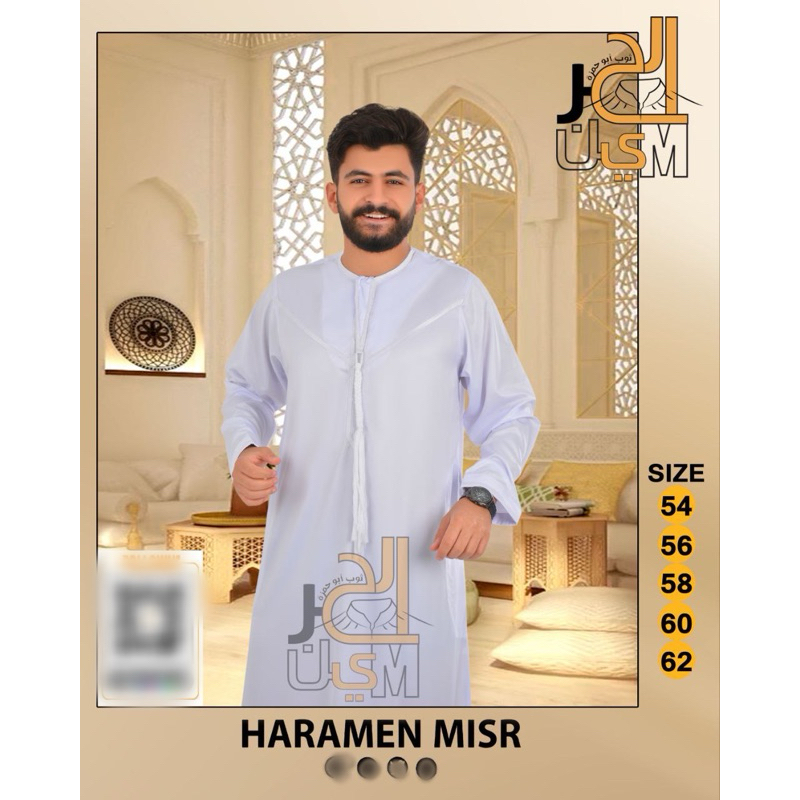 JUBAH GAMIS PRIA AL-HARAMAIN MESIR || JUBAH MESIR TANPA KERAH
