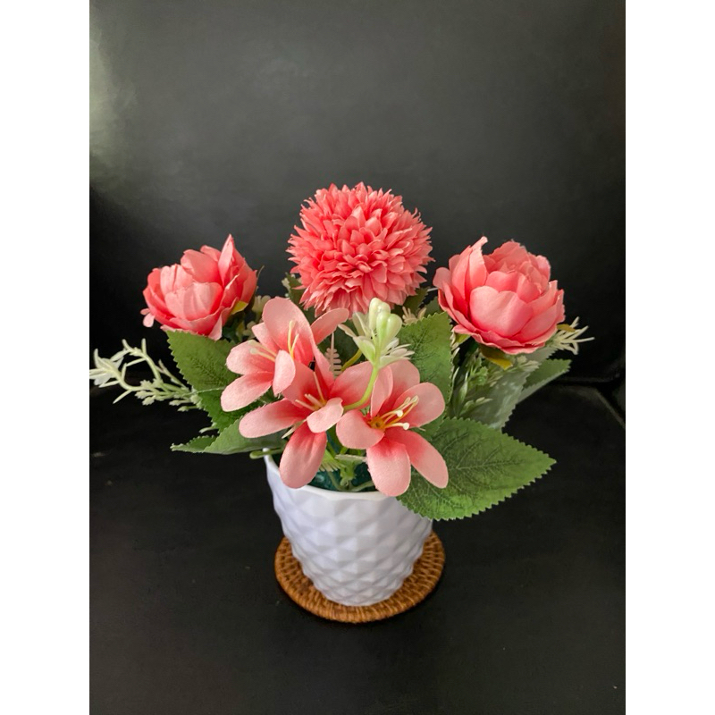 buket bunga hydrangea,  mawar  artificial