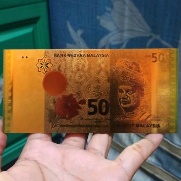 souvenir gold foil 50 ringgit Malaysia replika