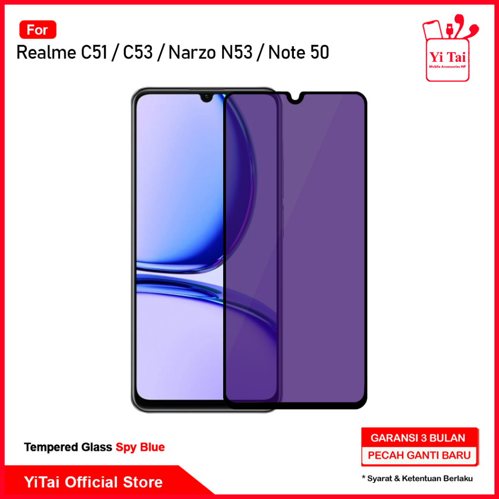 YI TAI - Tempered Glass Spy Blue Realme C51 C53 Note 50