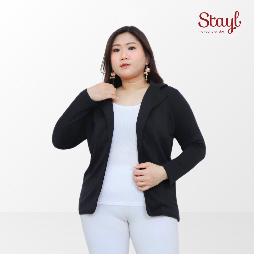 STAYL Blazer Hitam Wanita Jumbo Korean Style LD 120,130 Outer Blezer Basic Lengan Panjang Wanita Kor