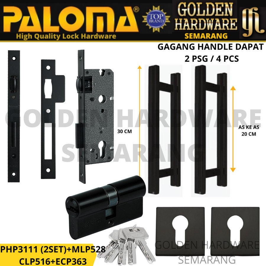 PALOMA HANDLE PINTU DUA TARIKAN GAGANG KUNCI PINTU SET KOMPLIT HTM