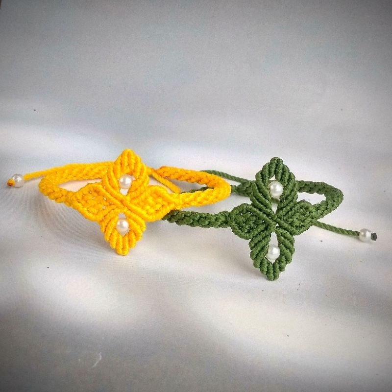 Gelang Wanita Handmade Mutiara Bahan Tali Benang Polyester Macrame Gelang Kerajinan Tangan Persahaba