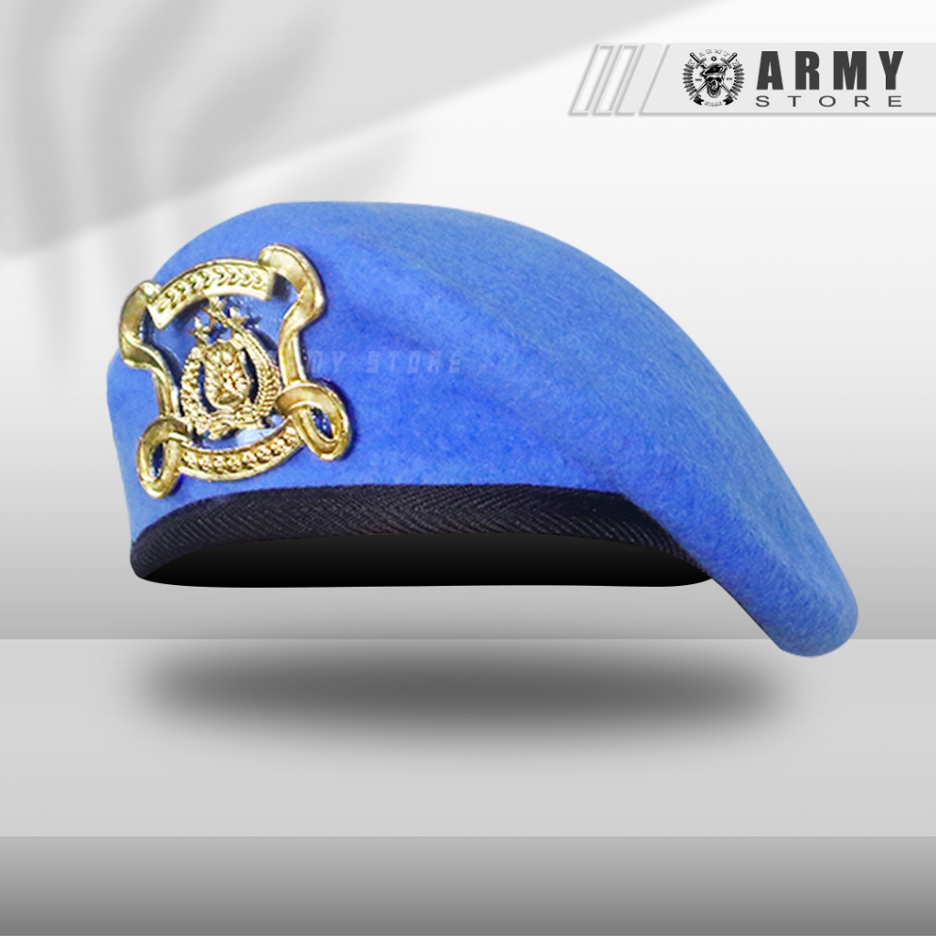 Baret Provos Polri Satu Set + Emblem Merk Camel