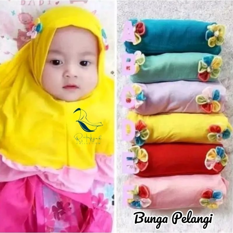 Jilbab Bayi Instan 0 6 bulan Jilbab Instan Bunga Pelangi Hijab Anak Balita Krudung Baby