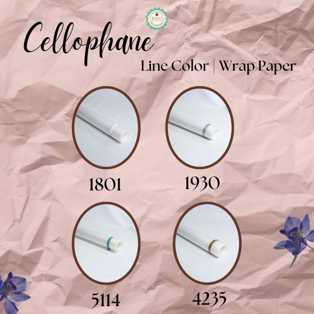 

ANEKA - [ 20 Lembar ] Kertas Cellophane White Line Color / Buket Bunga [ White Line Color] Flower Wrapping Paper Celophane