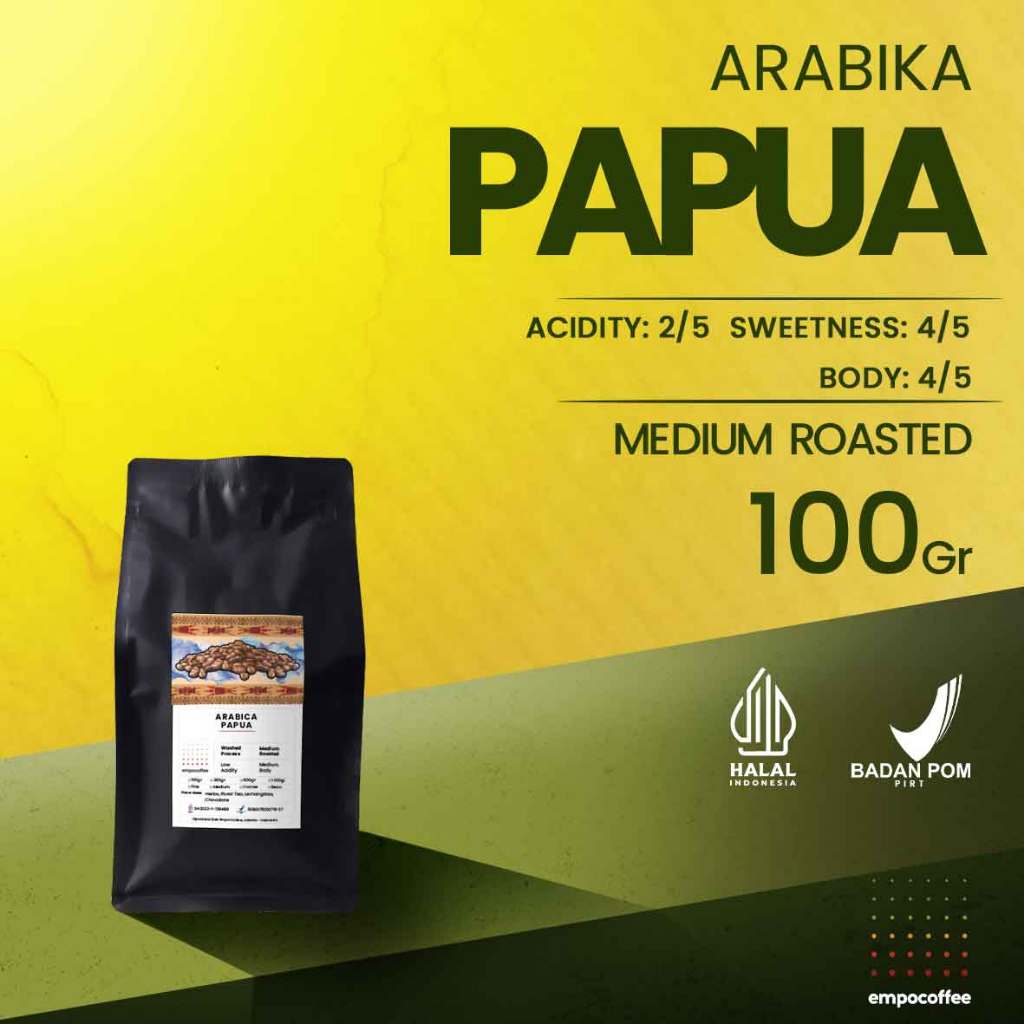 

Empo Coffee Biji Kopi Bubuk Arabika Papua Wamena Arabica Coffee Roast Bean Coffe Roasted Beans 100 Gram