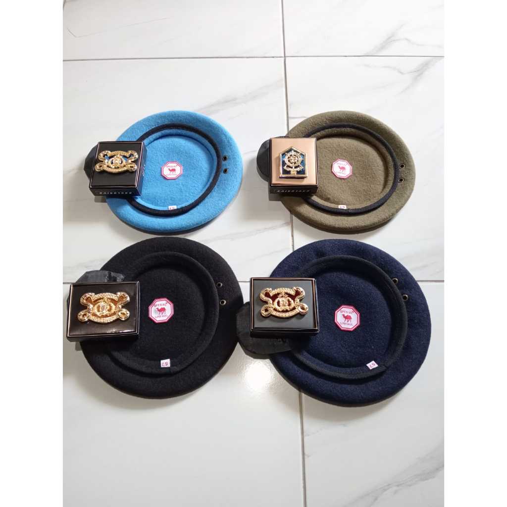 Baret Camel Brimob Sabhara Provos / Baret Biru Korps Brimob / Korps Sabhara / Provos Polri Merk Came
