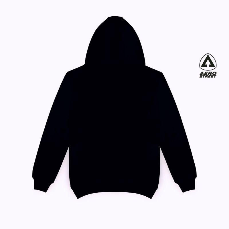 Aerostreet black hoodie | jaket Hoodie aerostreet hitam sablon timbul
