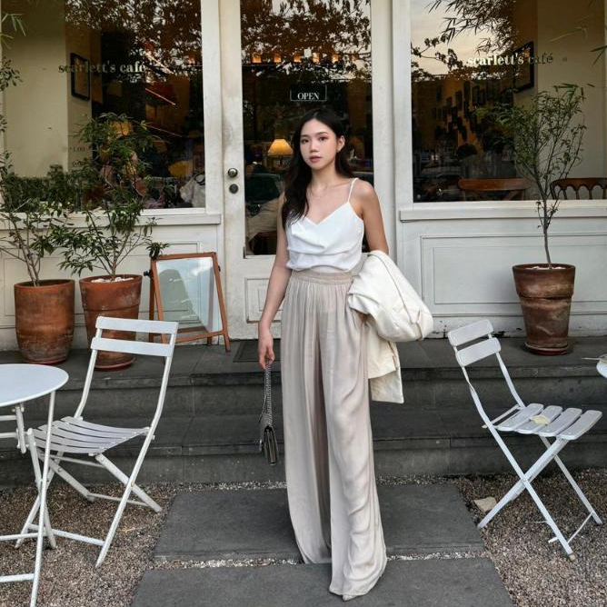 AtMauv - Milan Top | Drape tank | Tanktop wanita | Woman blouse| V neck Tank