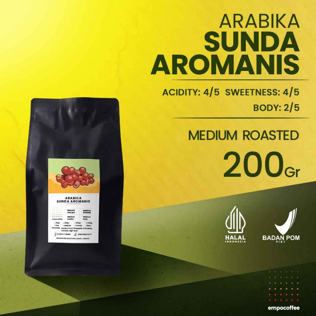 

Empo Coffee Biji Kopi Bubuk Arabika Sunda Aromanis Specialty Arabica Coffee Bean Klasik Beans 200 Gram