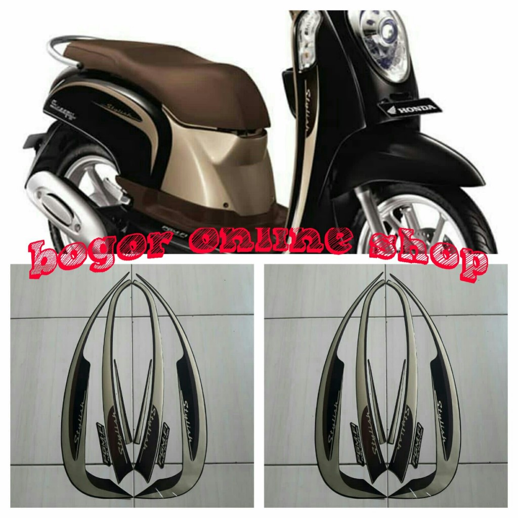 striping stiker motor scoopy stylish 2014 hitam gold