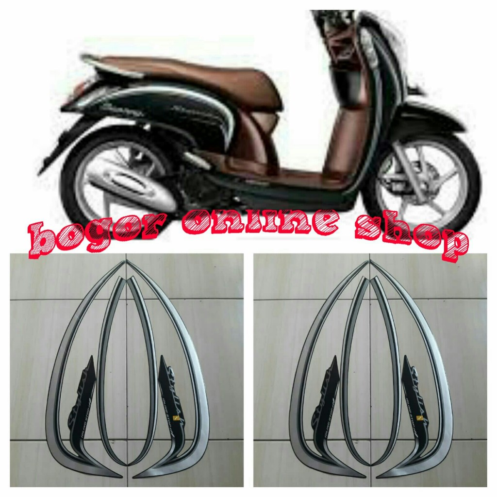 stiker body lis motor scoopy stylish 2016 hitam