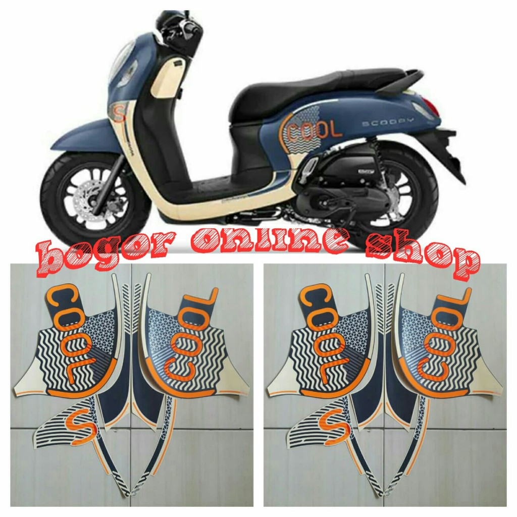 stiker motor body lis motor scoopy fashion 2021 biru-cream