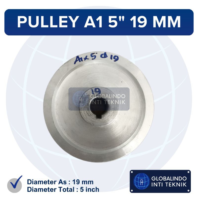 Puli Pully Pulley Mesin Dinamo Kompresor Angin Aluminium A1 5” 19 mm