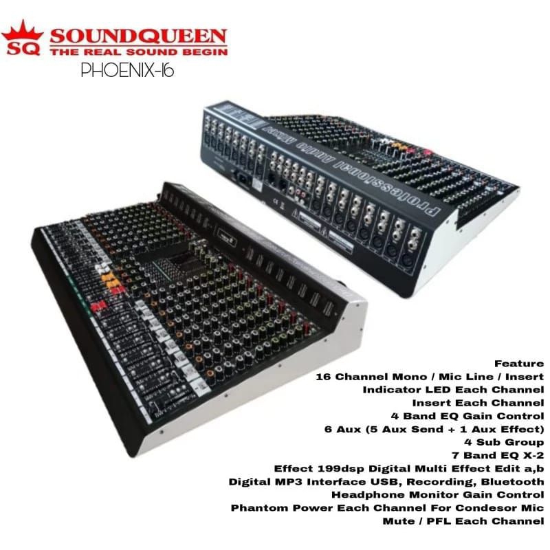 Mixer Audio Soundqueen Phoenix 16 Channel Produk Terbaru Phonix 16 Original TERLARIS