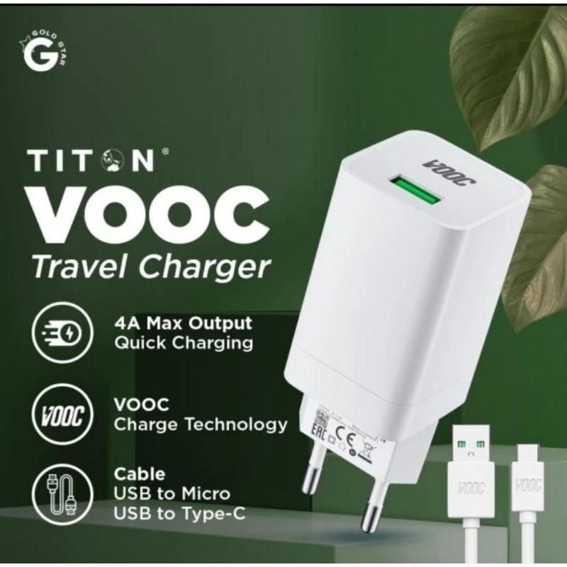 Titon Qualcomm Travel Charger OPPO 20W VOOC 4.0 Adaptor Kepala Charger