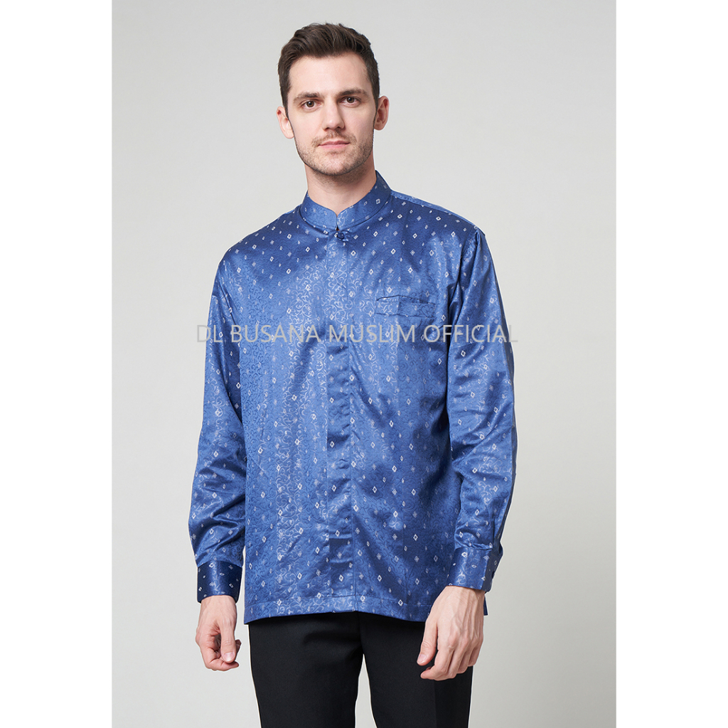 KOKO Warna BIRU DENIM, DL Busana Muslim,Baju Koko DL, Kemeja Koko Pria DL, Baju Muslim Pria,Baju Kok