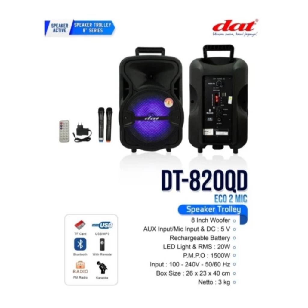 Speaker Portable DAT 8 inch DT-820QD