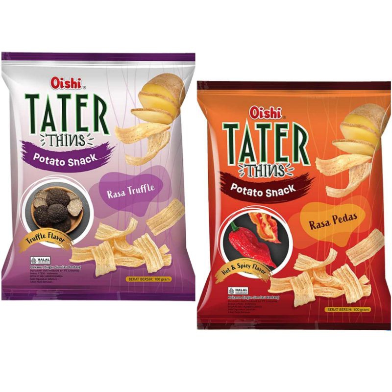 Oishi Tater Thins Potato Snack rasa Truffle hot spicy