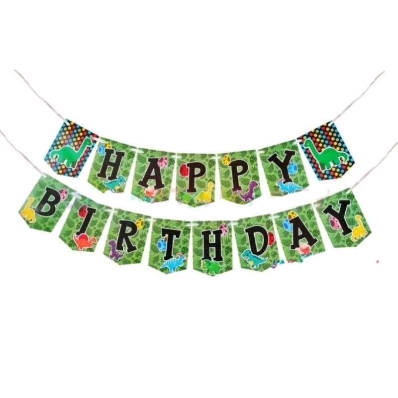 Banner DINOSAURUS bunting flag DINOSAURUS background spanduk DINOSAURUS dekorasi pesta ulang tahun D