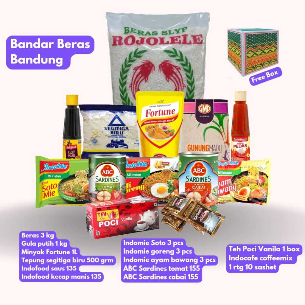 

NOB Paket Sembako Lengkap Free Box ( Untuk Hadiah & Hampers )