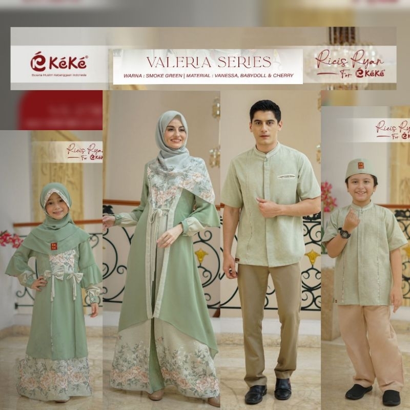 BAJU COUPLE GAMIS KOKO SARIMBIT KEKE VALERIA SMOKE GREEN