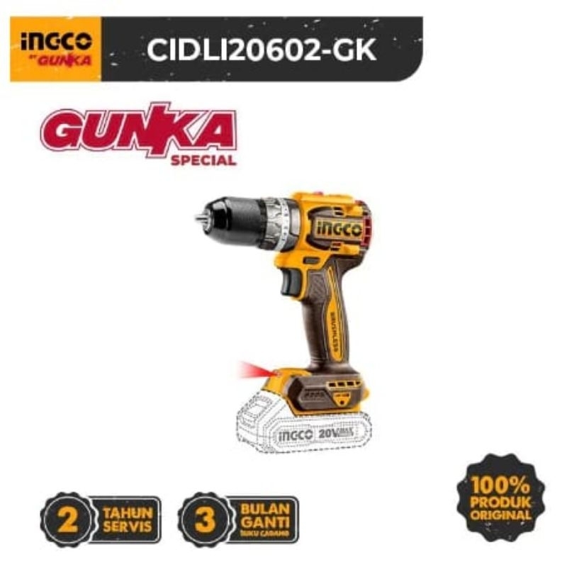 Mesin Bor Besi Beton Brushless Impact Drill INGCO CIDLI20602 Belum Termasuk Baterai Dan Charger