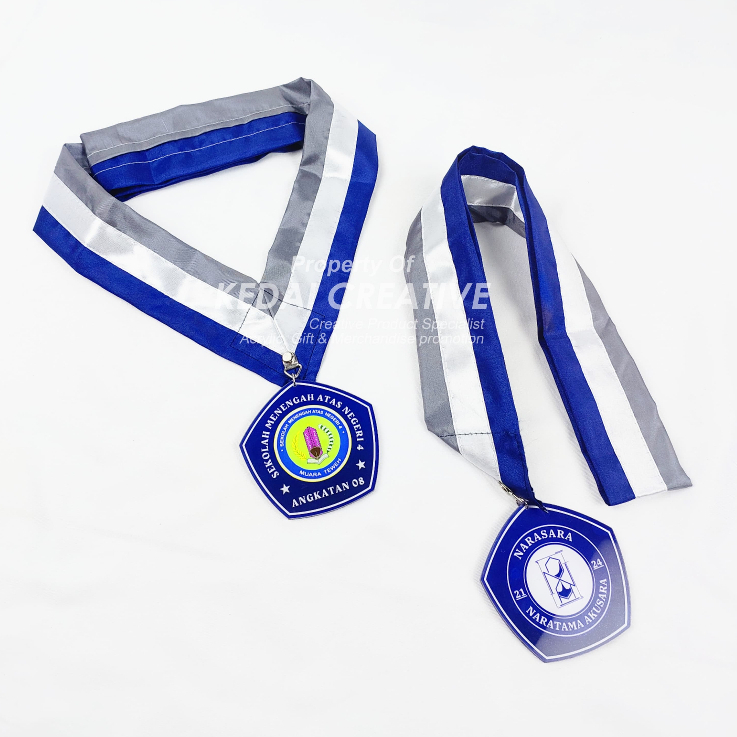 Kedai Creative Medali Kalung Wisuda Akrilik Gordon Wisuda Bahan Akrilik + Tali 3 Warna 8 Cm