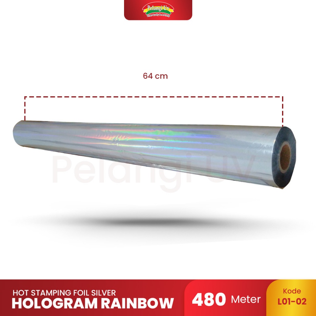 

[Termurah] Hot Stamping Foil Silver Hologram Rainbow / Hot Print Foil Silver Hologram Rainbow Ukuran 480m - Pelangi UV