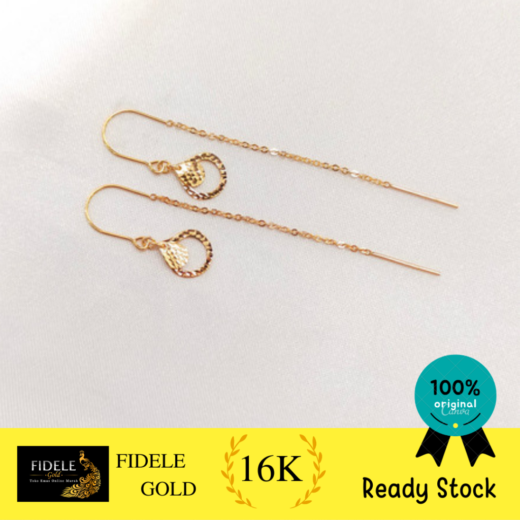 Anting tlusup fashion bola lestari emas asli kadar tua 700 16k