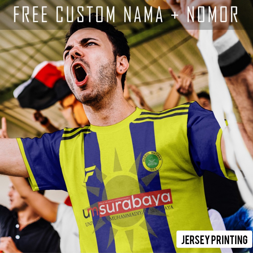 Kaos Bola Jersey PS Hizbul Wathan Klub Strip Garis Baju Custom Nama dan Nomor Punggung - 293