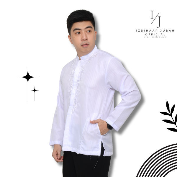 Baju Koko Pria Premium Motif - Putih